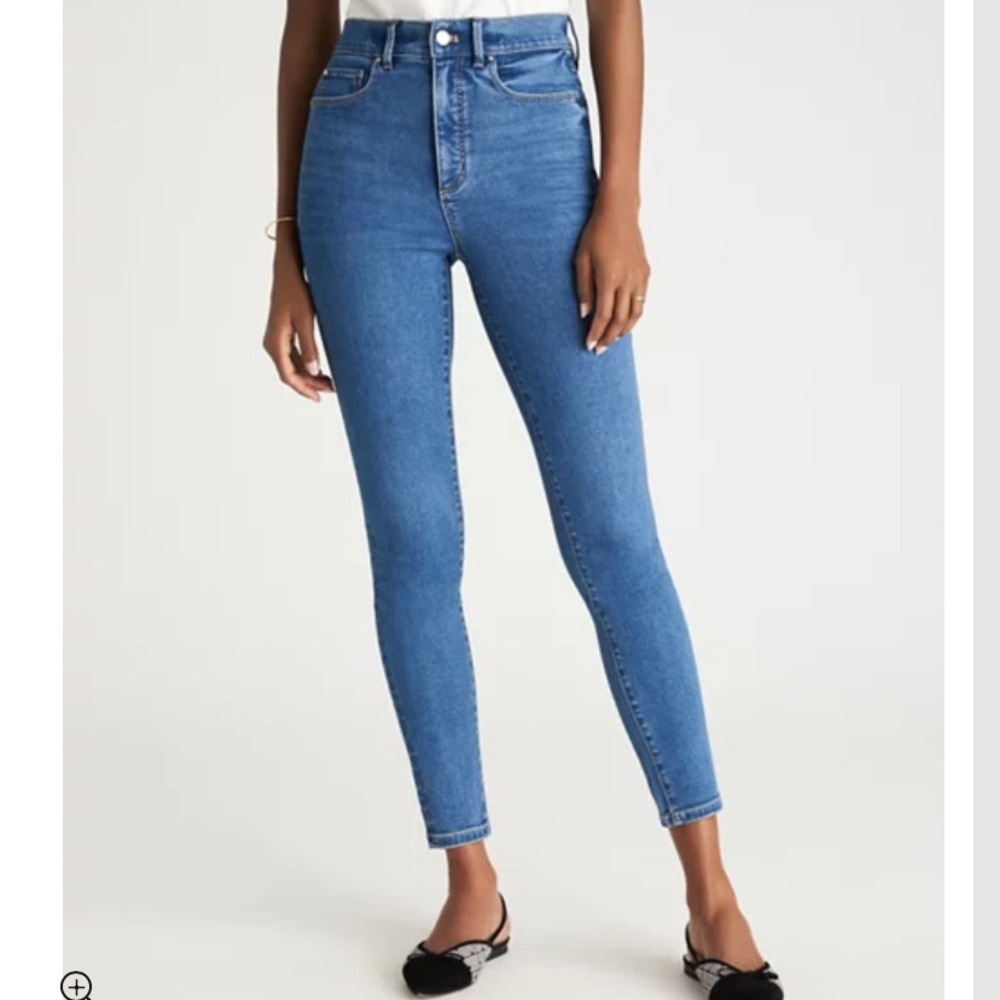 Ann Taylor Curvy Sculpting Pocket Mid Rise Skinny Jeans Vintage Stone Wash 10